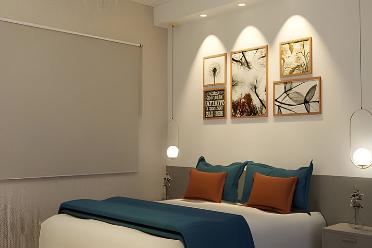 Apartamento 1604, 1/4, sala, TV, cozinha completa