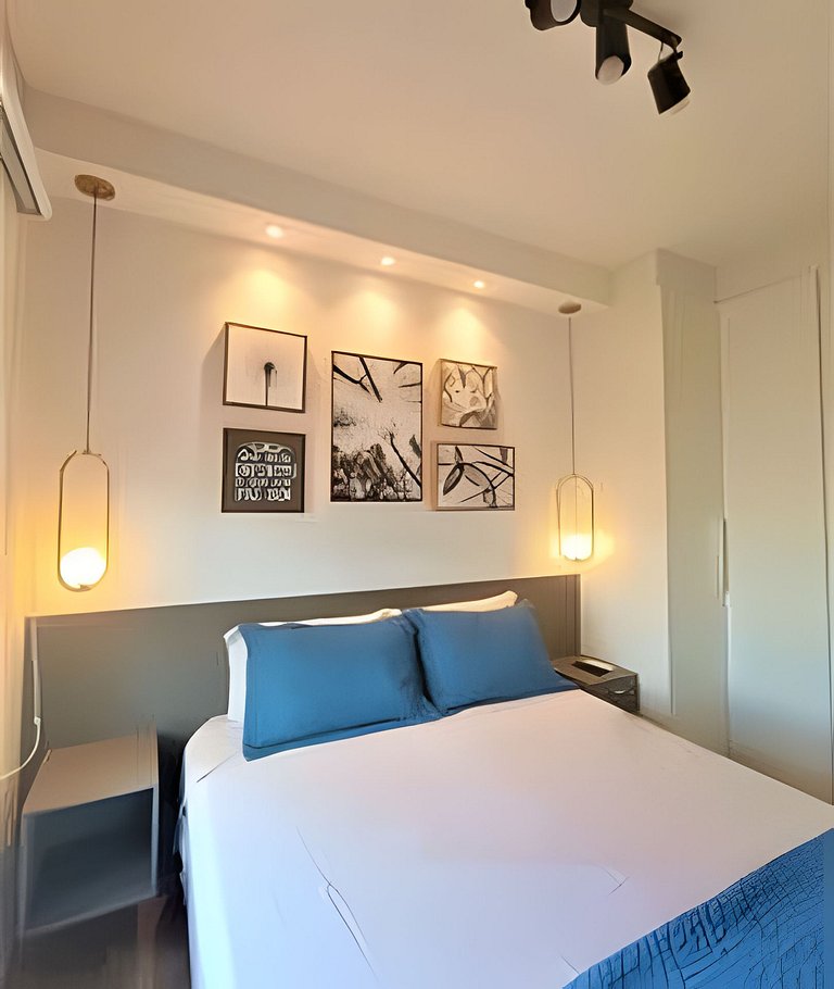 Apartamento 1604, 1/4, sala, TV, cozinha completa