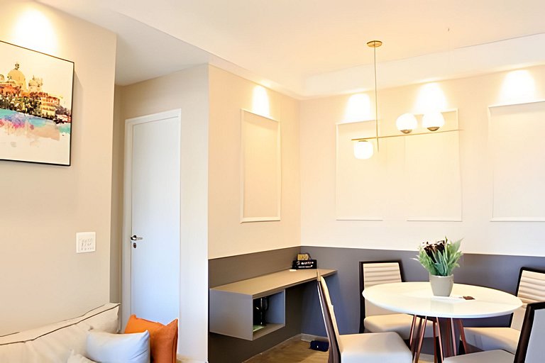 Apartamento 1604, 1/4, sala, TV, cozinha completa