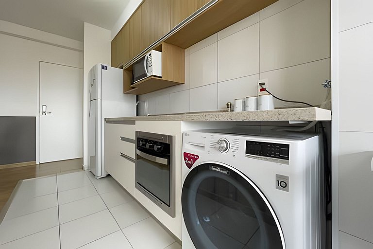 Apartamento 1604, 1/4, sala, TV, cozinha completa