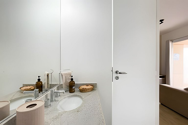 Apartamento 1604, 1/4, sala, TV, cozinha completa