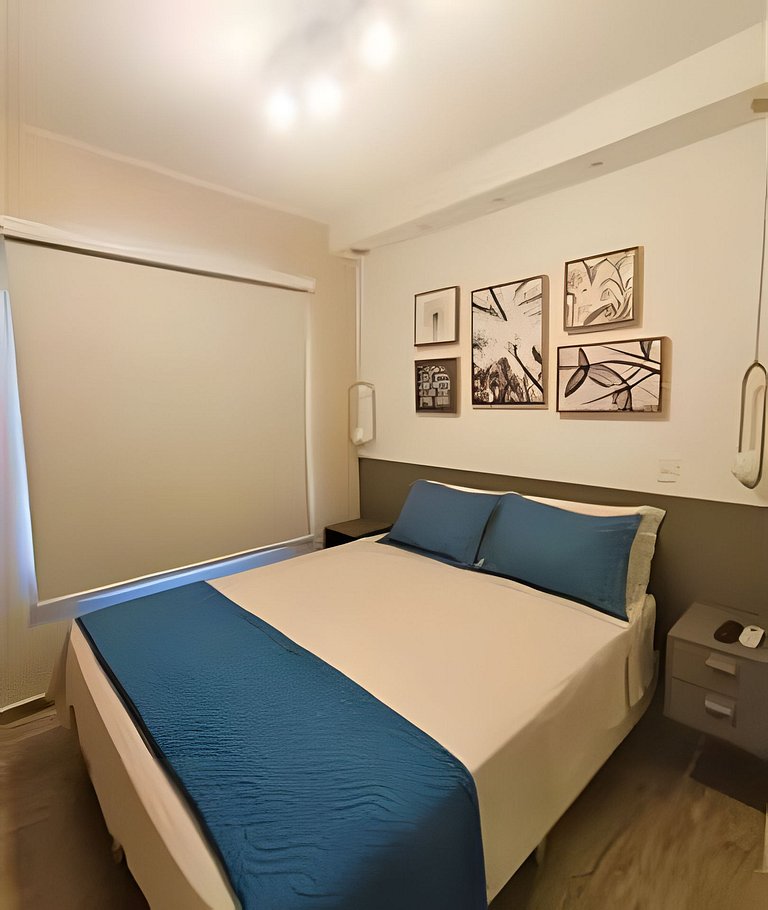 Apartamento 1604, 1/4, sala, TV, cozinha completa