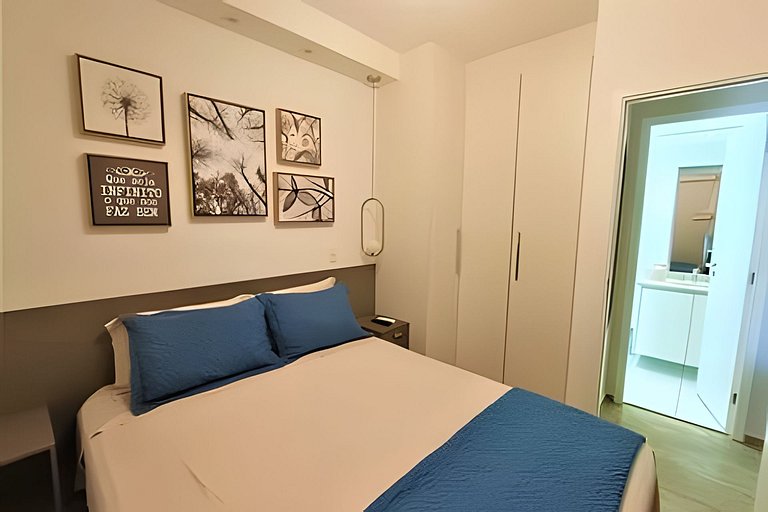 Apartamento 1604, 1/4, sala, TV, cozinha completa