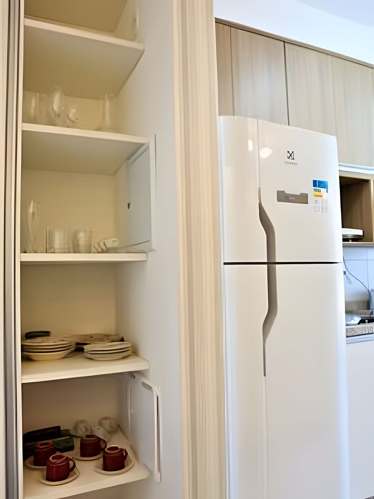 Apartamento 1604, 1/4, sala, TV, cozinha completa