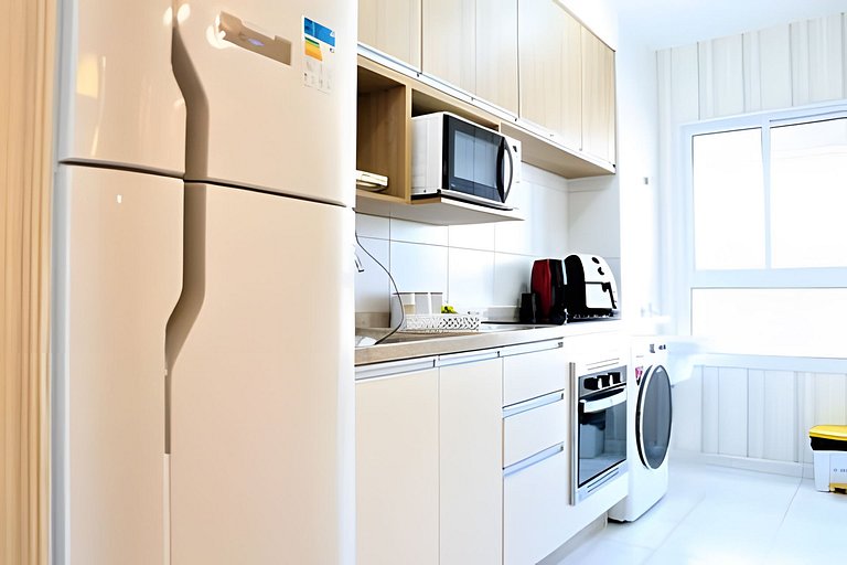 Apartamento 1604, 1/4, sala, TV, cozinha completa