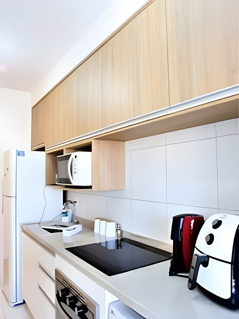 Apartamento 1604, 1/4, sala, TV, cozinha completa