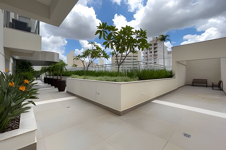 Apartamento 1604, 1/4, sala, TV, cozinha completa