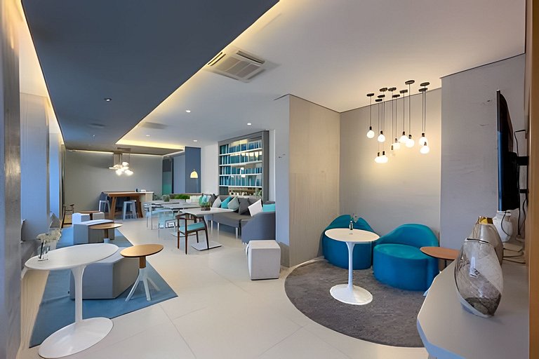 Apartamento 1604, 1/4, sala, TV, cozinha completa