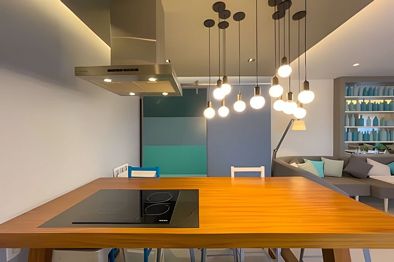 Apartamento 1604, 1/4, sala, TV, cozinha completa