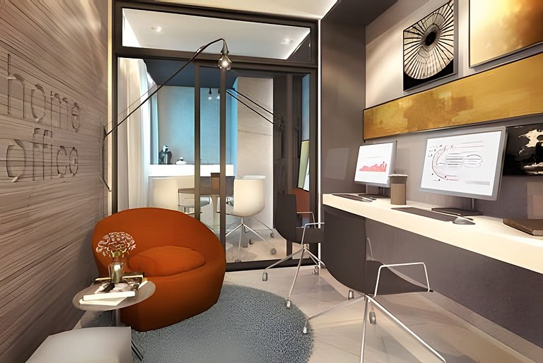 Apartamento 1604, 1/4, sala, TV, cozinha completa