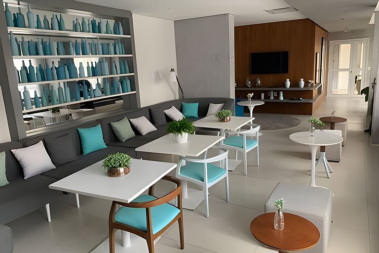 Apto 1/4 com Wi-Fi, TV, piscina e garagem | 1903