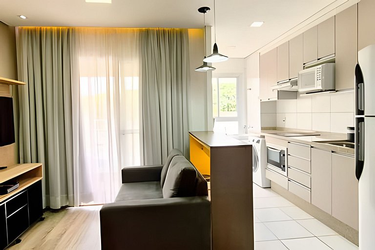 Apto 1/4 com Wi-Fi, TV, piscina e garagem | 407