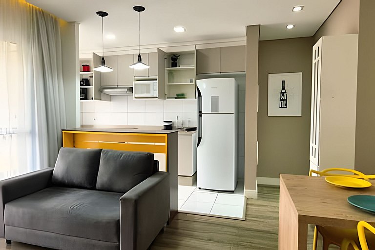 Apto 1/4 com Wi-Fi, TV, piscina e garagem | 407